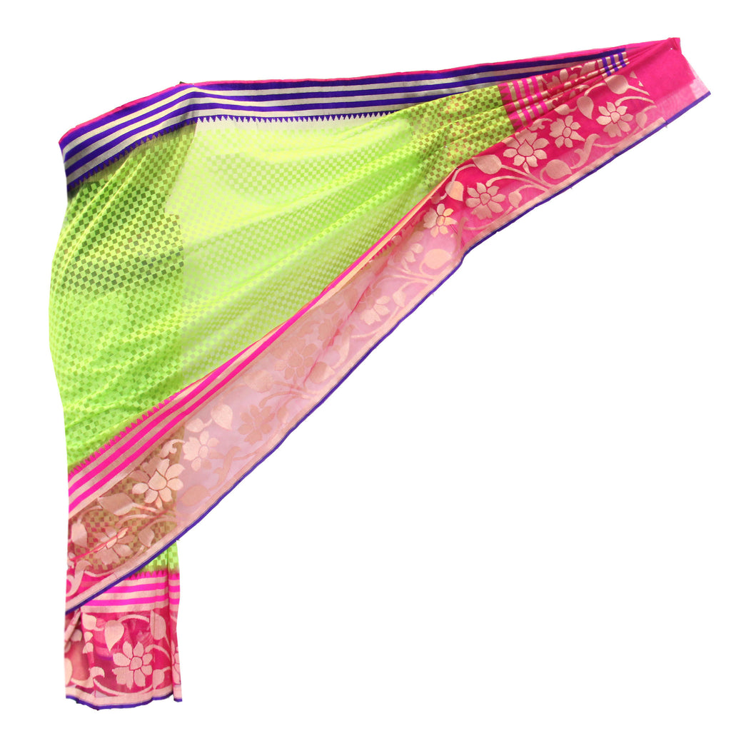 Gorgeous Green Handloom Net Saree