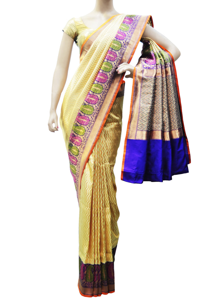 Elegant cream silk saree