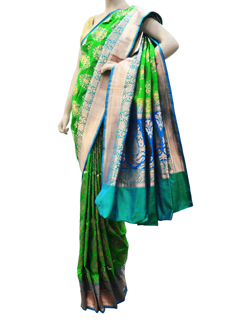 Gorgeous light green silk saree