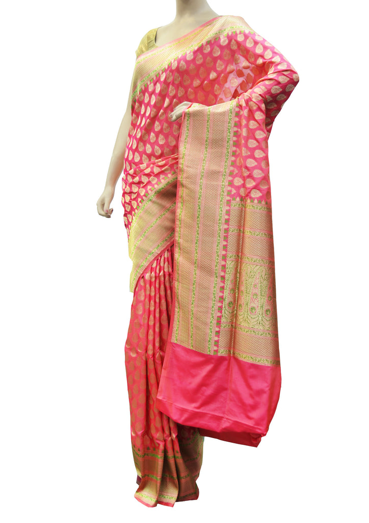 Stunning pink silk saree