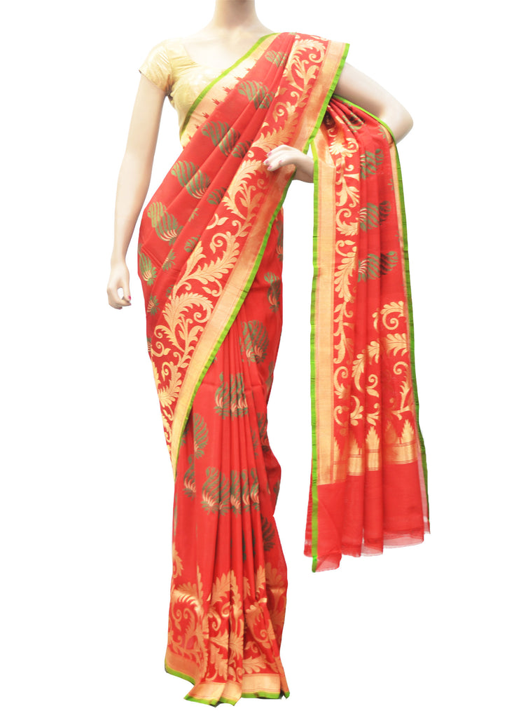 Radiant red silk saree