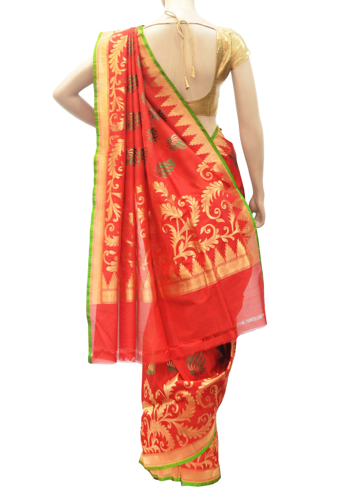 Radiant red silk saree