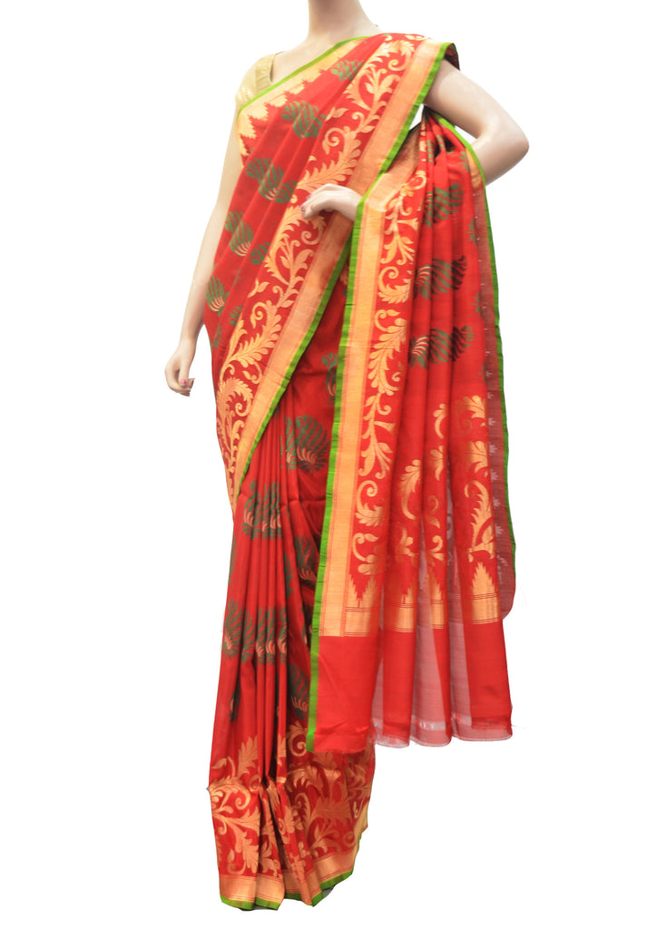 Radiant red silk saree