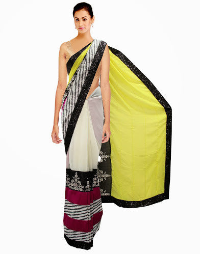 Trendy Designer Partywear White Saree