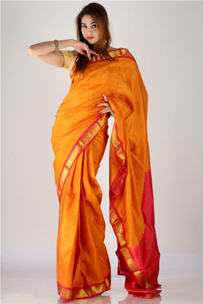 Delightful golden brown pure kanjivaram silk saree