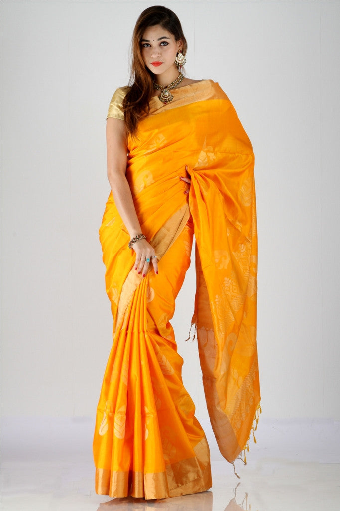Ravishing mango yellow Kanjivaram silk saree