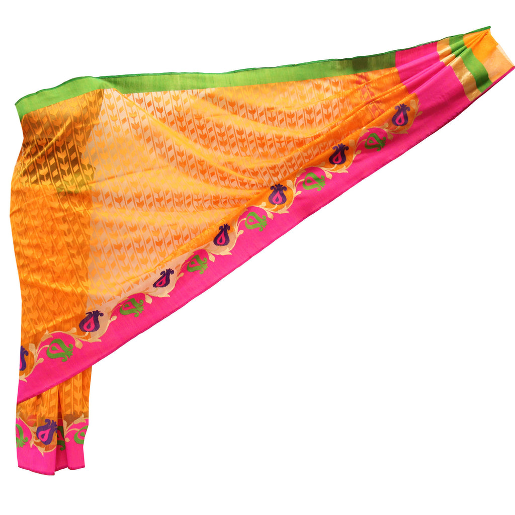 Beautiful orange Handloom Net saree
