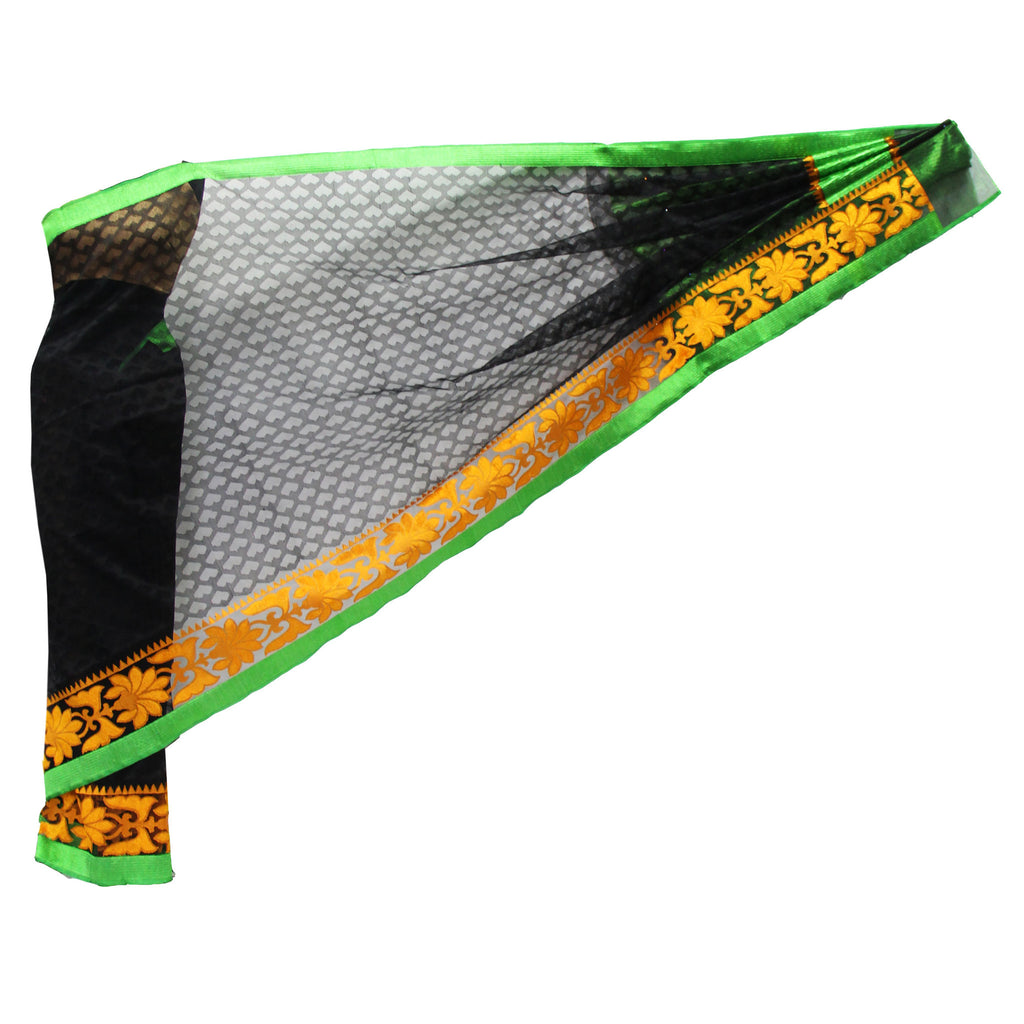Enticing black Handloom Net saree