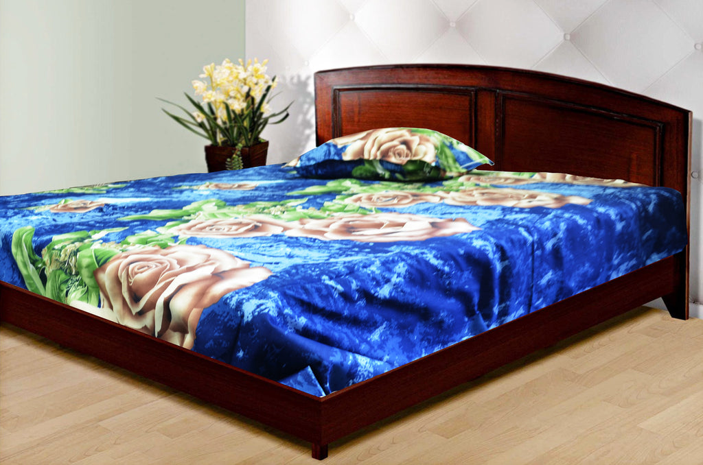 Blue pure cotton kingsize bedsheet