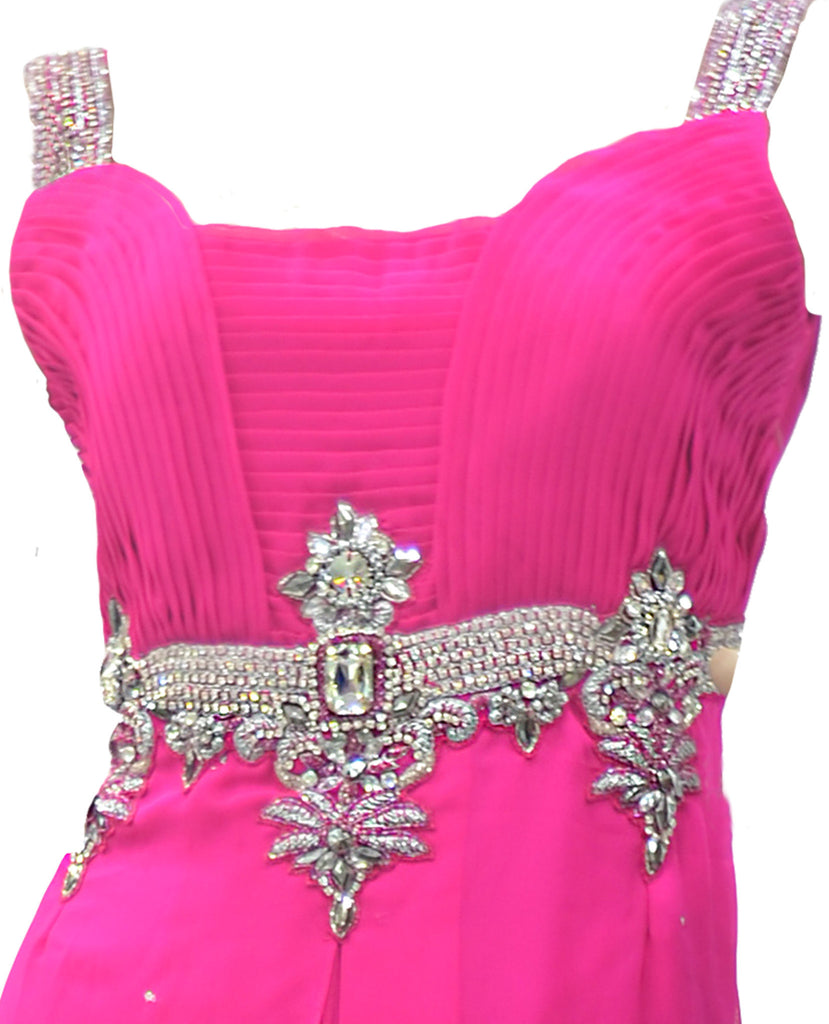 Elegant dark pink strap georgette gown