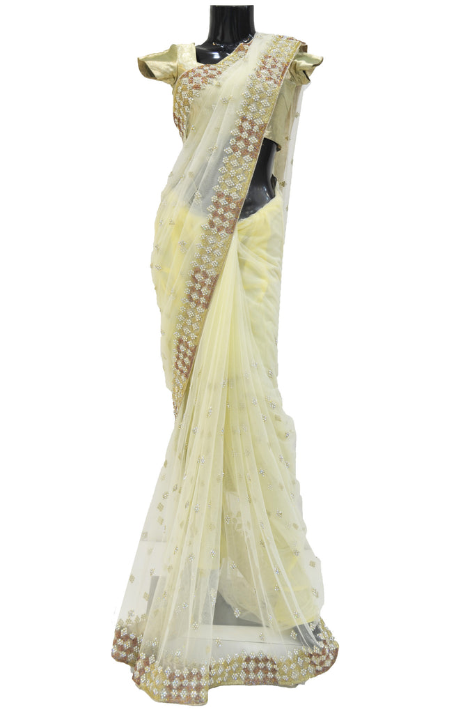 Classy Cream Saree with Zari Border