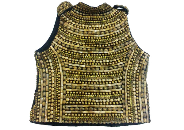 Exquisite Black designer blouse with gold metal work