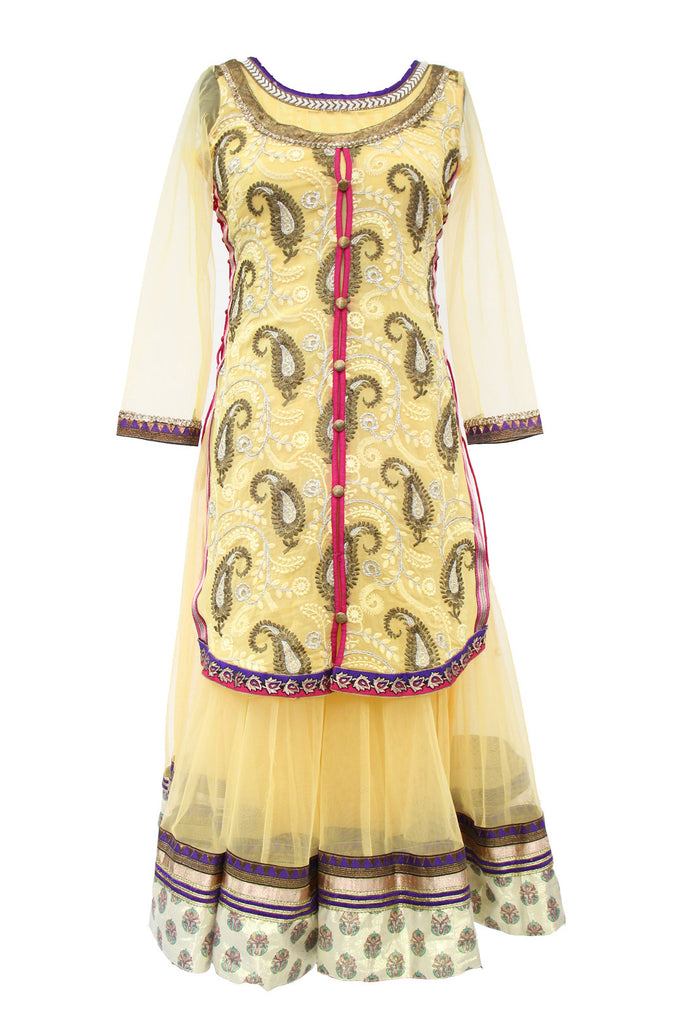 Stylish Yellow Indo-western Anarkali