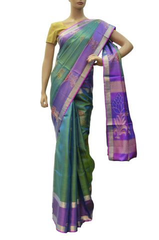 Rama green malbari designer silk saree