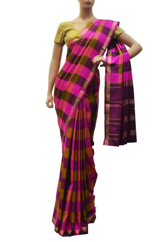 Multi checks traditional soft silk saree