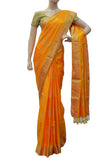 Mango yellow fancy wear soft silk saree