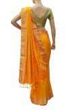 Mango yellow fancy wear soft silk saree