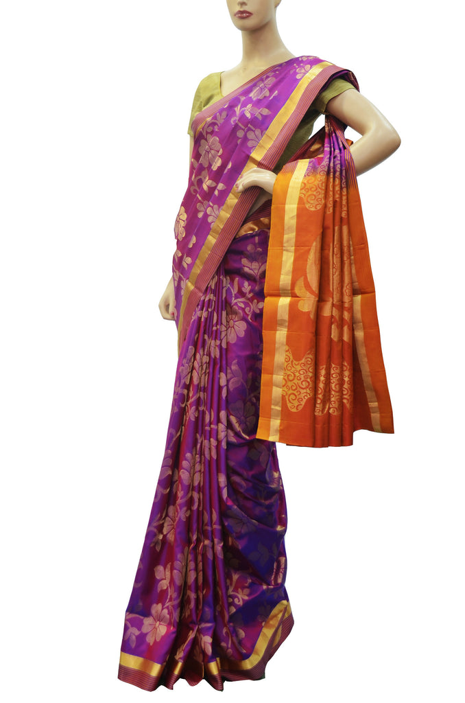 Pink designer soft silk saree