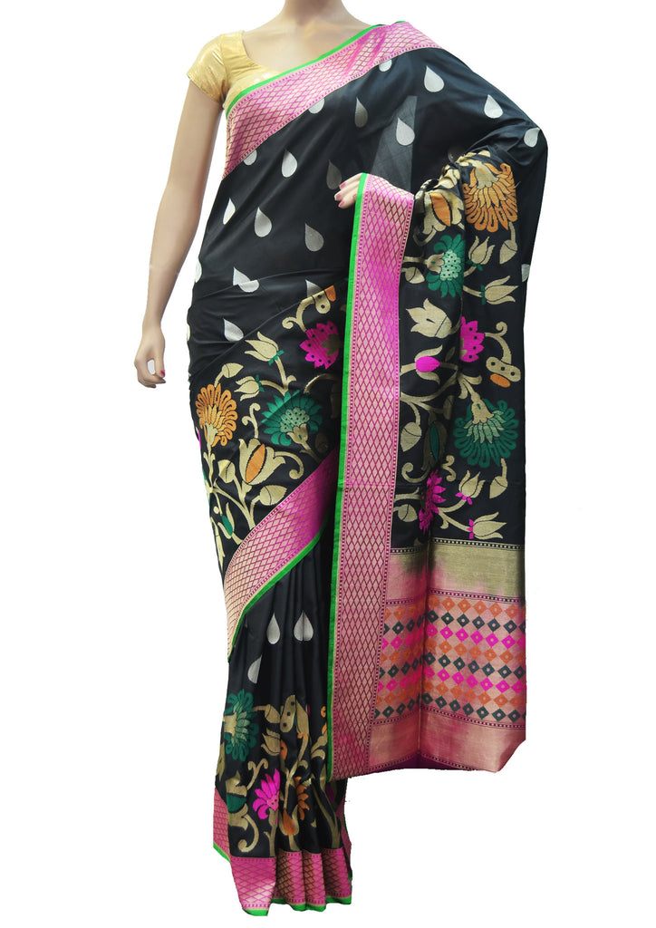 Black designer banarasi silk saree