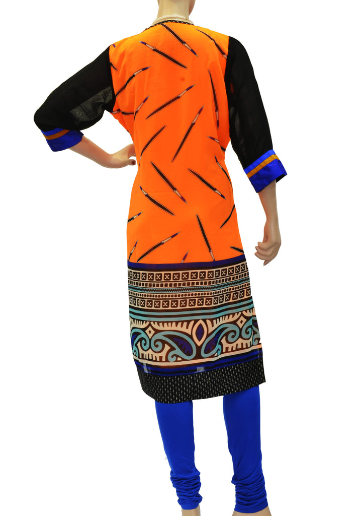 Neon color orange masaba designer kurti dress