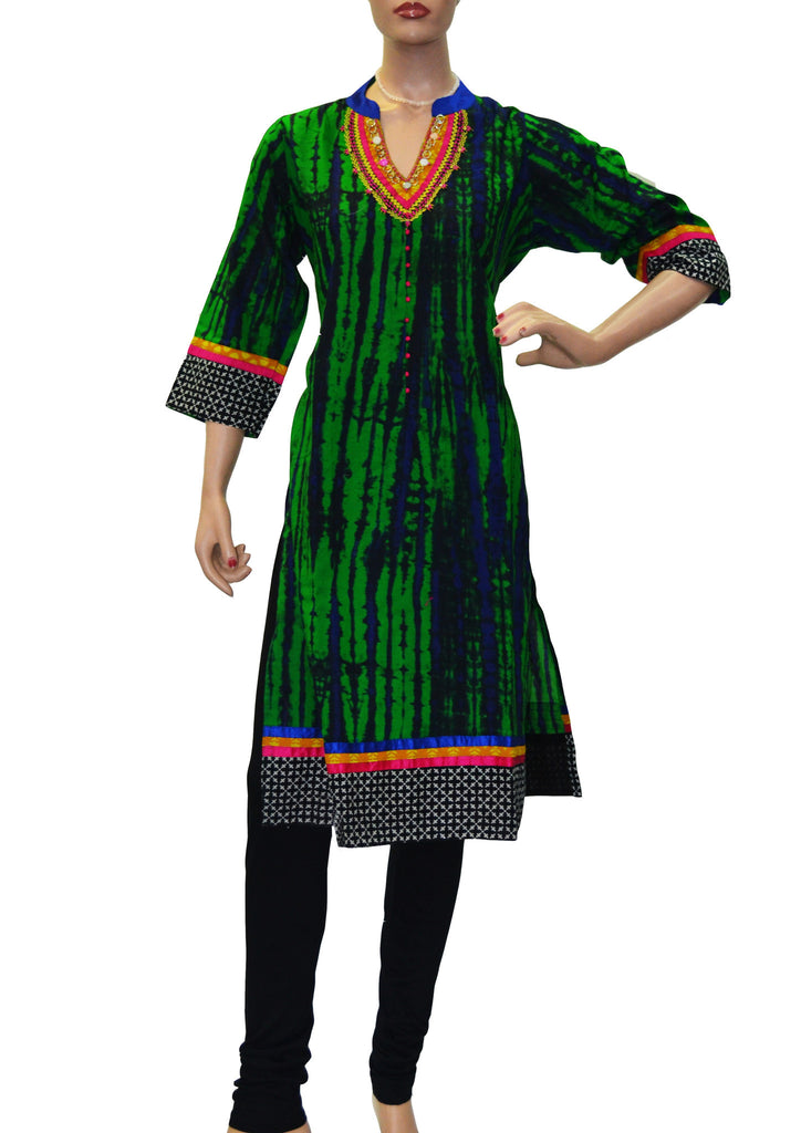 Green masaba print fancy cotton wear dress