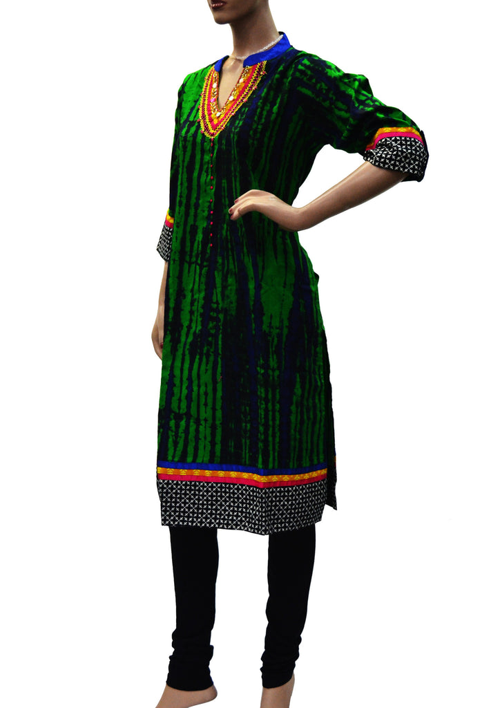 Green masaba print fancy cotton wear dress