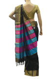 Pure black designer wear soft silk saree