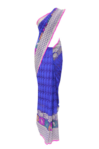 Ravishing Blue Handloom Net Saree