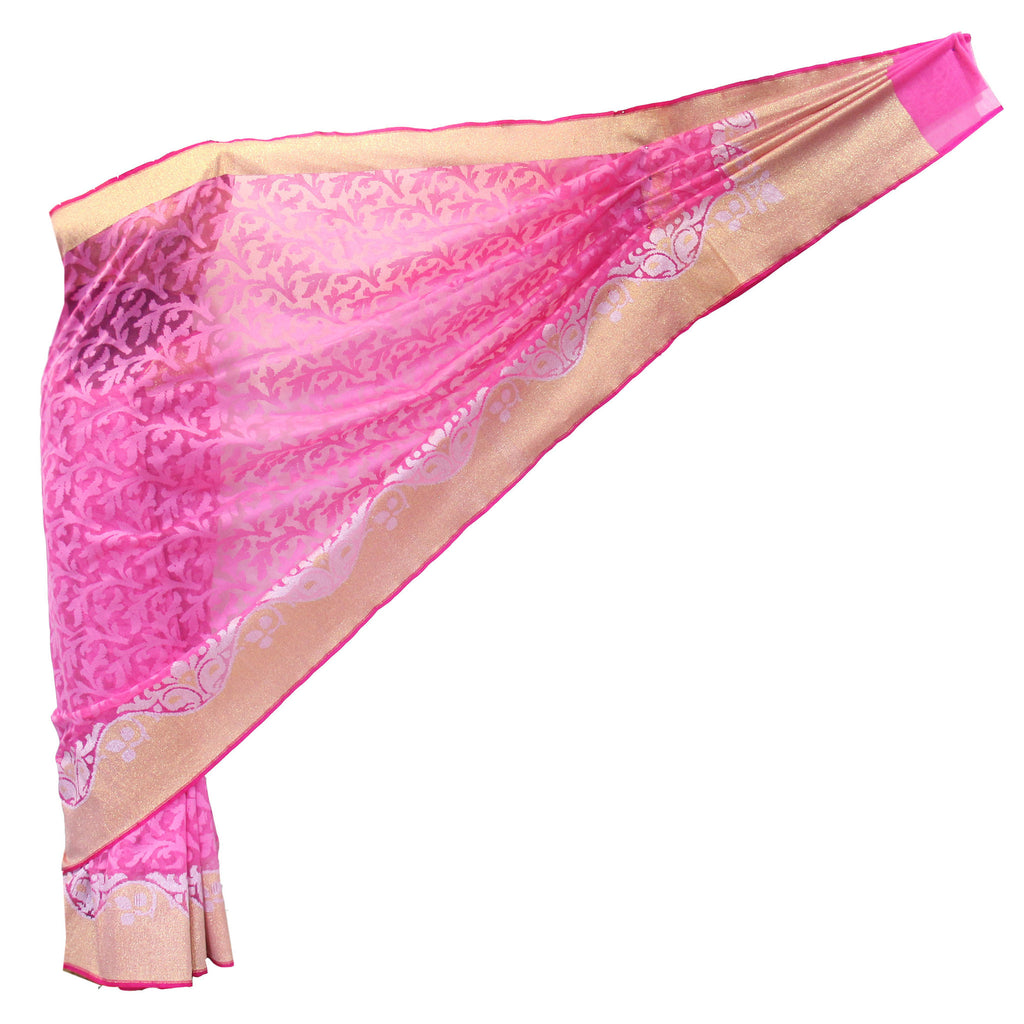 Pretty Pink Handloom Net  Saree