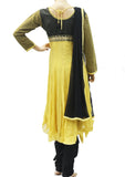 Beige and black georgette anarkali suit