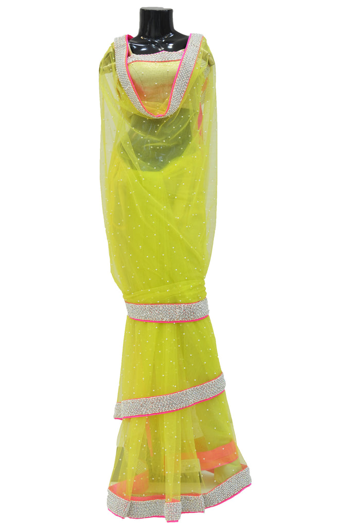 Natty Neon Yellow Green Saree