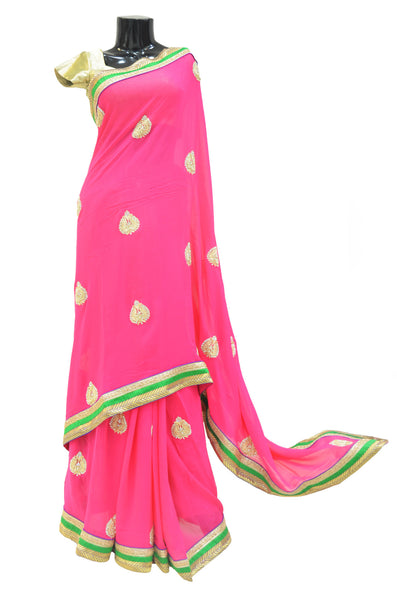 Splendid Pink Saree with contrast border