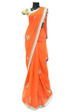 Ostentatious Orange Saree with Zari border