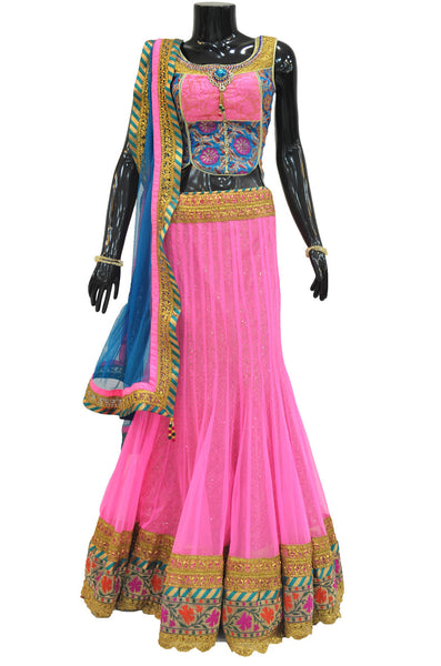 Hot Pink Net Lehenga