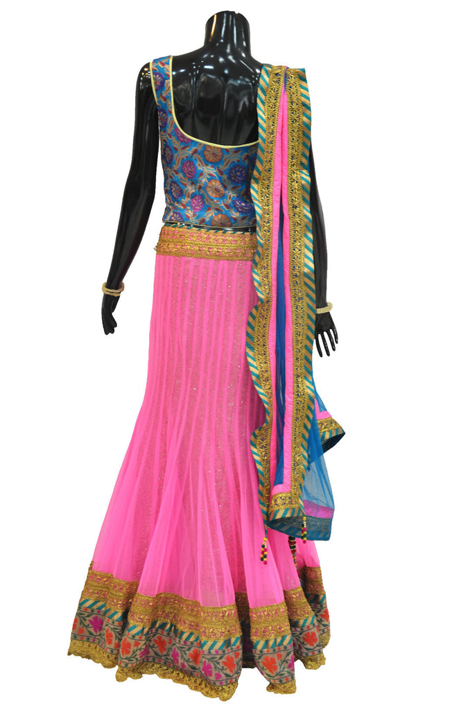 Hot Pink Net Lehenga