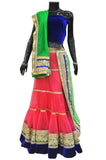 Alluring Melon Pink Lehenga with Green Border