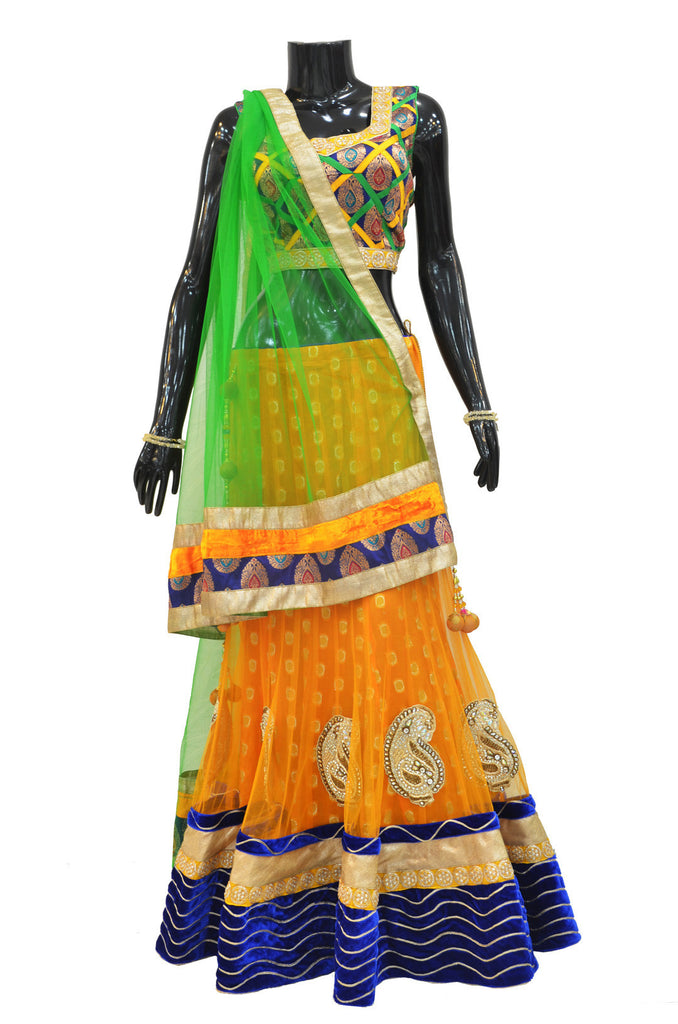 Outstanding Orange Net Lehenga