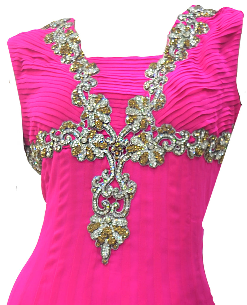 Exquisite dark pink georgette evening gown