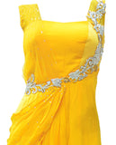 Stunning Mango yellow georgette evening gown