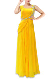 Stunning Mango yellow georgette evening gown