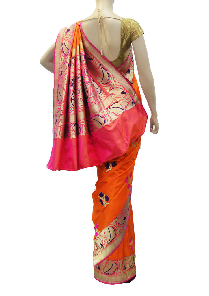 Beautiful orange silk saree
