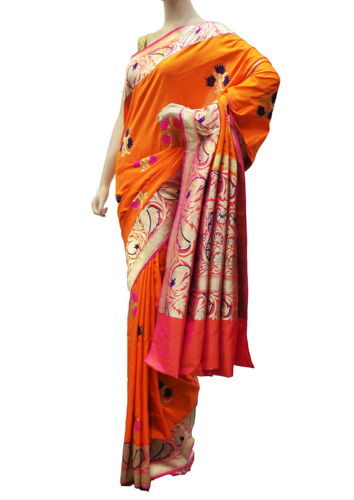 Beautiful orange silk saree