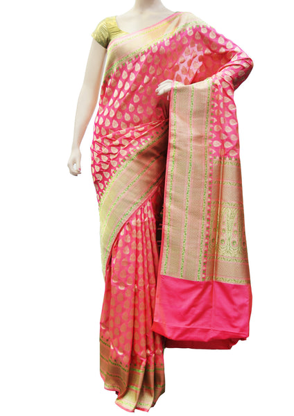 Stunning pink silk saree