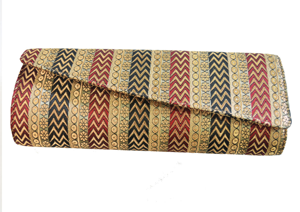 Striped Brocade diagonal clutch.