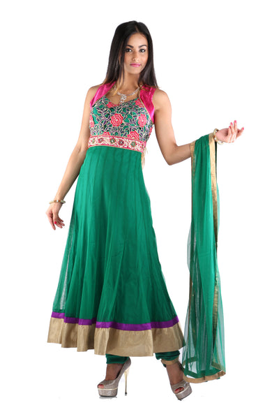 Sea green anarkali dress