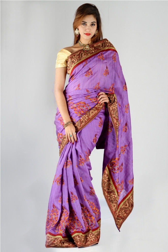 Beautiful lavender jute silk saree