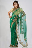 Stunning green net saree