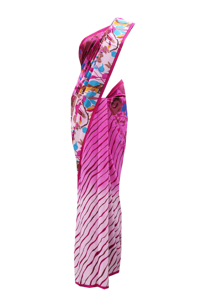 Modish Pink Lehariya Crepe Saree