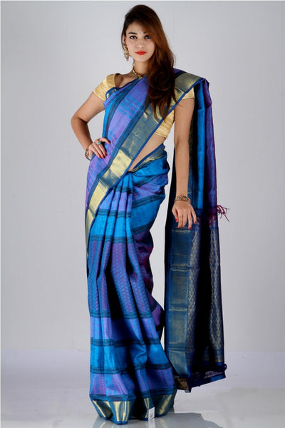 Divine royal blue pure Kanjivaram silk saree