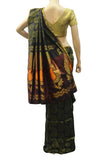 Black and green mango motif designer silk saree